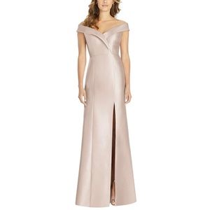 Alfred Sung D760 Off the Shoulder Front Slit Gown